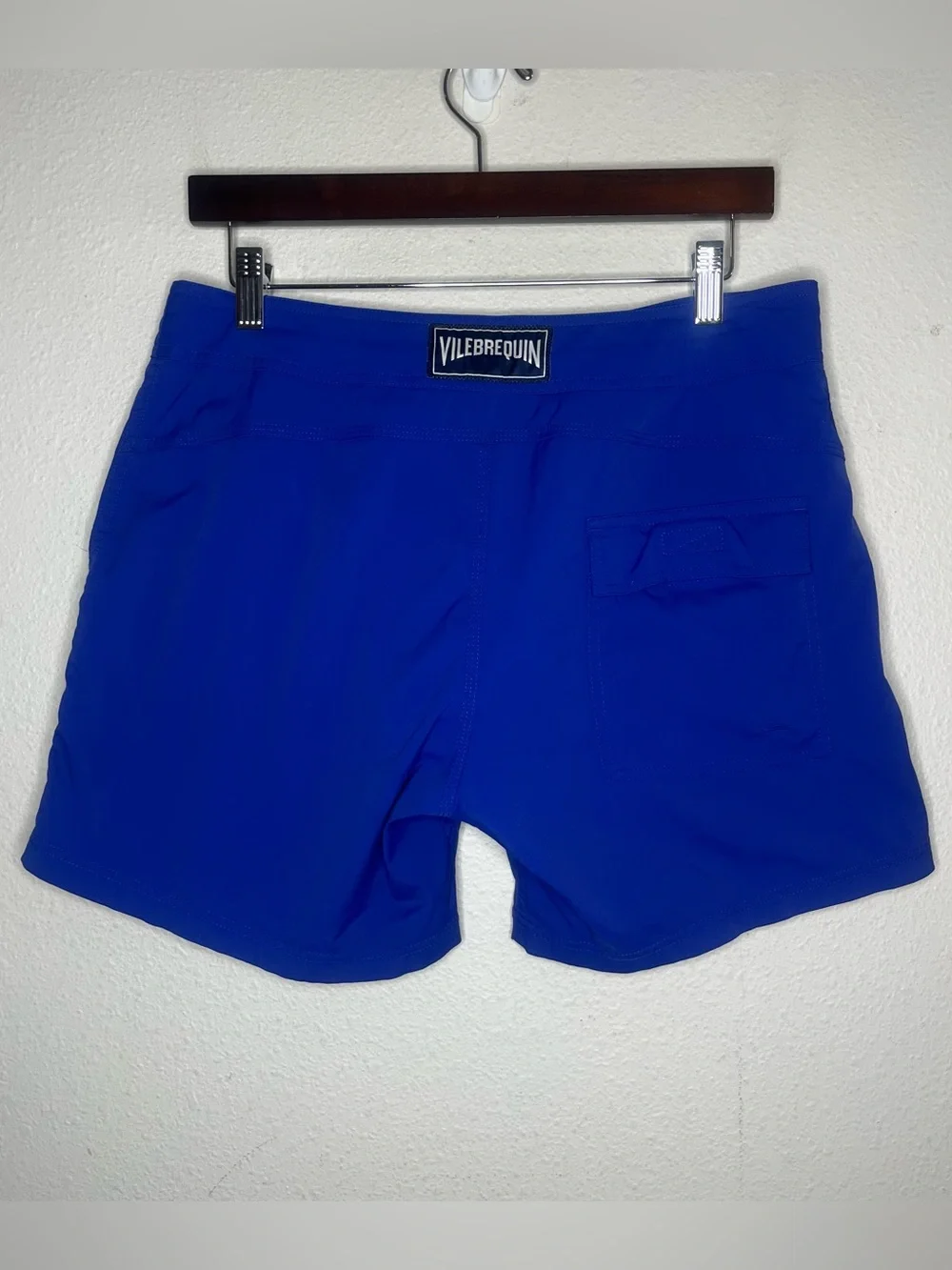 Vilebrequin Solid Blue Flat Belt Swim Shorts Trunks Short Inseam Size Medium
